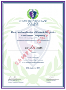 Certificate of Competency in Cosmetic Injectables