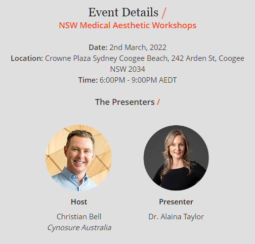 6 CPD Points | Cynosure's NSW Workshop | 2 March 3 Cynosure NSW workshop 03