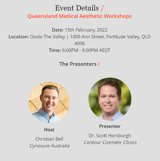 6 CPD Points | Cynosure's QLD Workshop | 15 February 3 Cynosure QLD workshop 15 Feb 2022 2