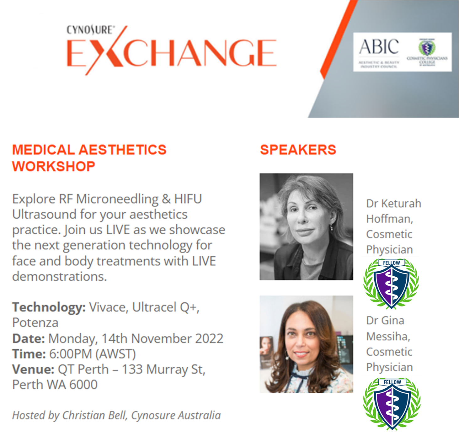 Cynosure Medical Aesthetics Workshop 14Nov