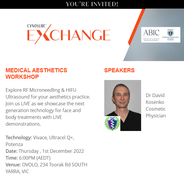 Cynosure Medical Aesthetics Workshop 1Dec VIC