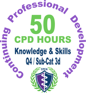 PECM CPD logo v4 Badge showing '50 CPD HOURS' for Continuing Professional Development, with a focus on Knowledge & Skills, and CPCA certification